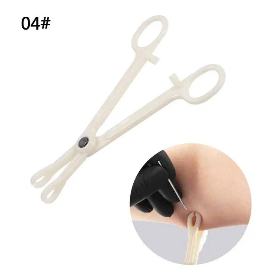 Disposable Sterile Slotted Round Navel Forceps Clamp, Triangle Open Plier Ear Nose Piercing Tools, Tattoo Piercing Supply Grip, Precision, Precise Control, Cleanliness, Safety, Single Use