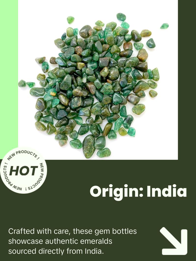 Emerald Gem Bottle (Grade AA) - Polished Chips of Emerald Crystals
