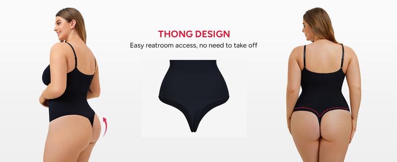 Nebility Women's Seamless V-Neck Thong Bodysuit - Sleeveless Faja Shapewear, Tummy Control Compression, Basic Minimalist Comfort Womenswear Vneck