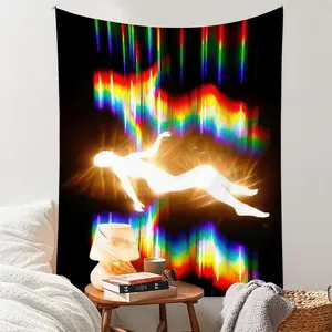 Rainbow Spectrum Silhouette Art Wall Hanging Tapestry, Boho Style Wall Decor, Wall Hanging Decor for Home Living Room Bedroom Dorm Room summerwins