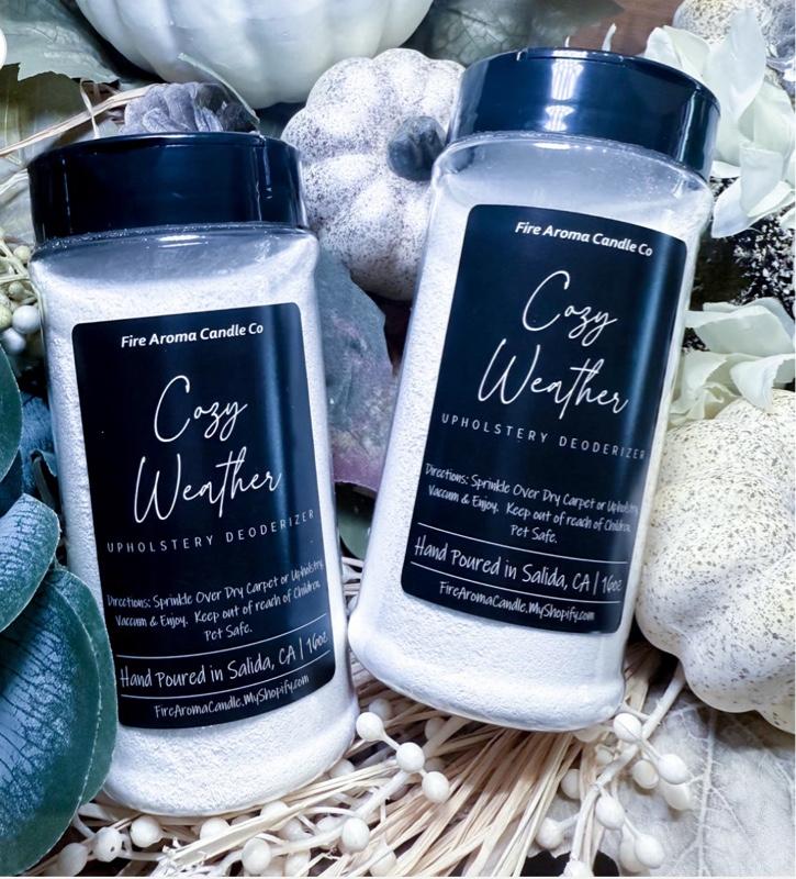 Fire Aroma Candle Co Cozy Weather Carpet & Upholstery Deodorizer - Autumn Leaves Scented Cleaner with Mint, Fruits, Oakmoss & Musk