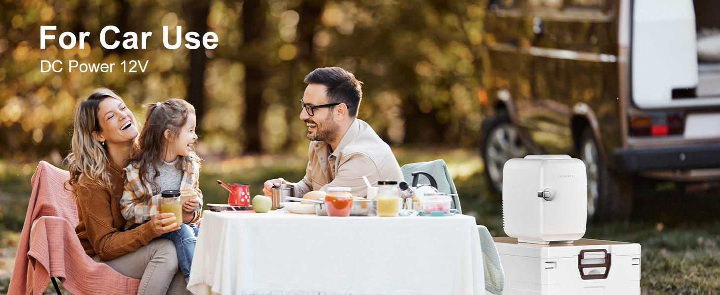 CROWNFUL Mini Fridge, 4 Liter/6 Can Portable Cooler and Warmer Personal Refrigerator for Skin Care, Cosmetics, Beverage, Food,Great for Bedroom, Office, Car, Dorm, ETL Listed (White)