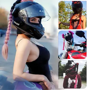 SEGOHAIR Helmet Pigtail With Detachable Suction Cup Motorcycle Helmet Ponytail Bicycle Helmet Braids Hair Tails for Helmets Suction Cup Reusable(Helmet not Included)