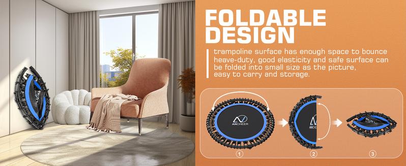 ANCHEER 40" Mini Trampoline for Adults Fitness - Heavy Duty Adjustable Handle Indoor Outdoor Exercise