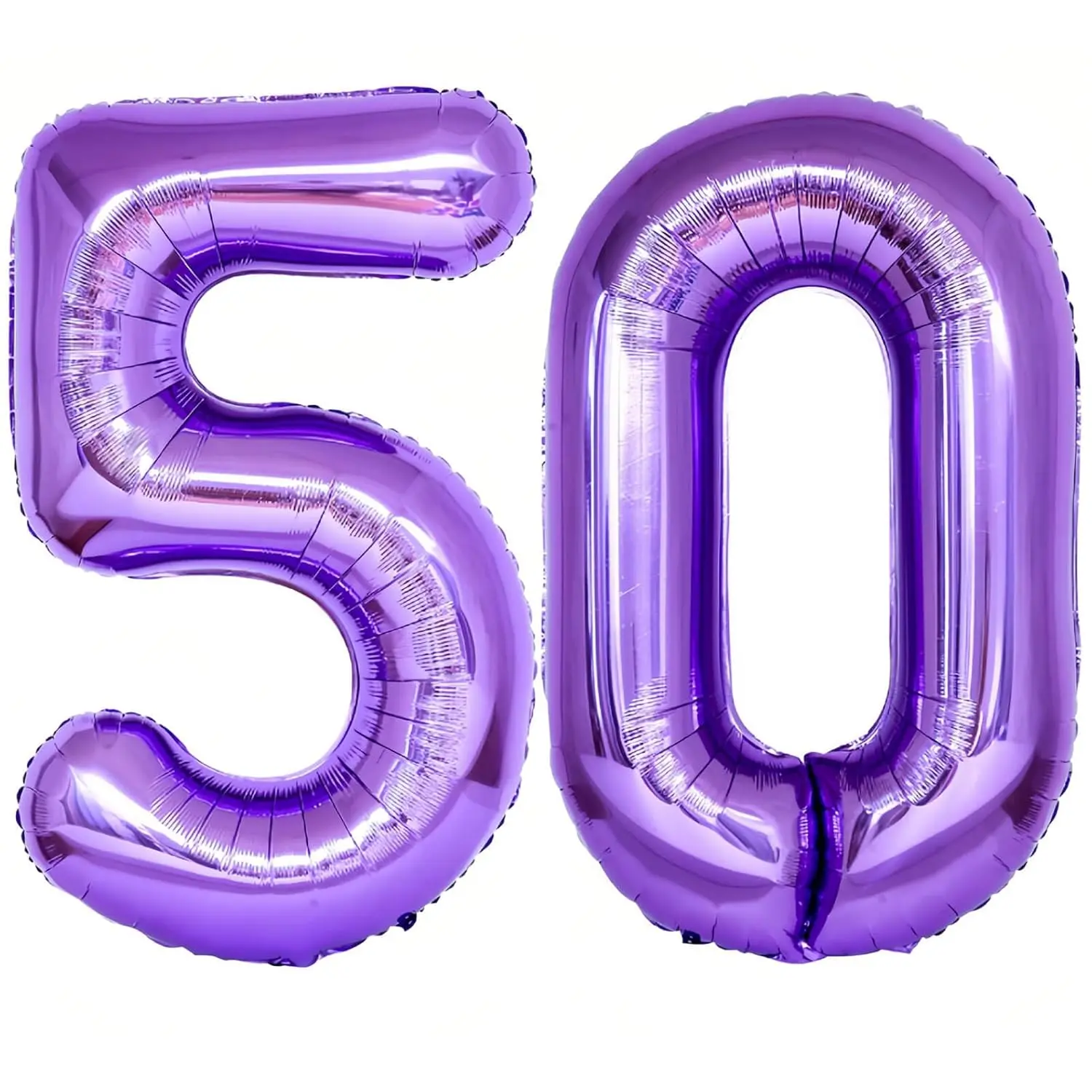 40-Inch Purple 50 Number Balloons, Giant Foil Balloons for 50th Birthday & Anniversary Celebrations