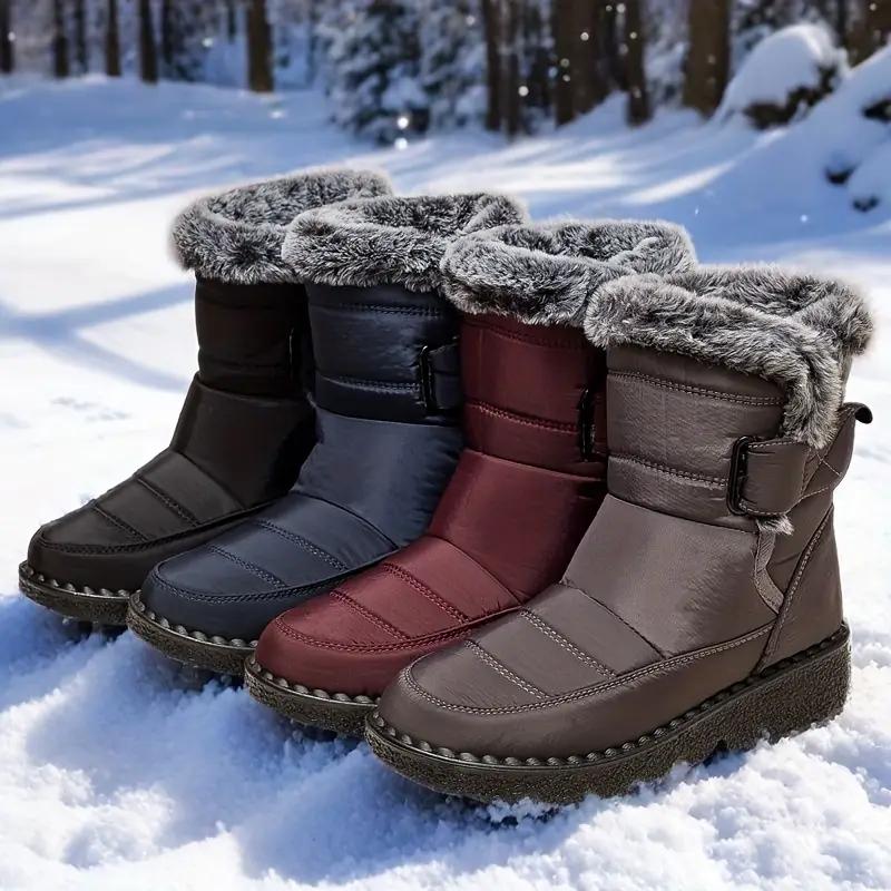 Women Snow Boots Winter Shoes with Fur Lined Warm Slip On Boots for Women Waterproof Booties Comfortable Outdoor Anti Slip Shoes