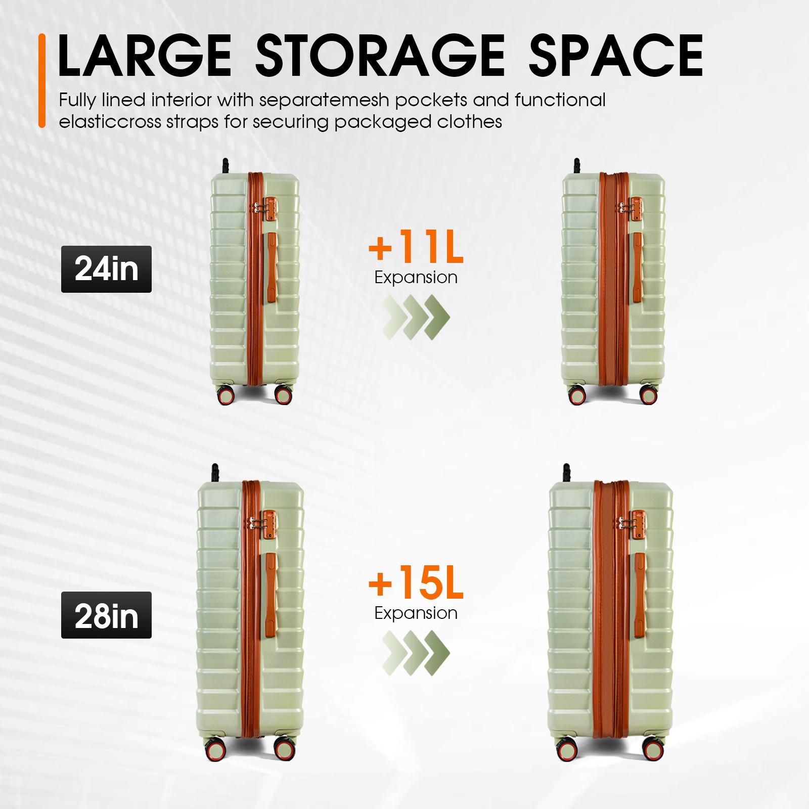 UUH luggage sets(3pcs/4pcs/6pcs/7pcs/8pcs/9pcs) with TSA Locks - suitcase for travel, Hardshell Luggage TSA Lock Spinner Wheels Hardshell Lightweight