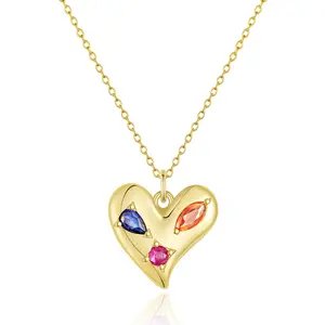 KissYan Gold Heart Necklace, 14k Gold Plated Cubic Zirconia Pendant Necklace Cute Dainty Jewelry Gift for Women,summerwins DealsForYouDays