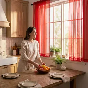 Summer Vibes, 34x63 Inch 4pcs Sheer Curtains for Living Room Bedroom Kitchen Linen Sheer Curtains, Rod Pocket Luxury Black Out Curtains for Windows Apartment  FT2533