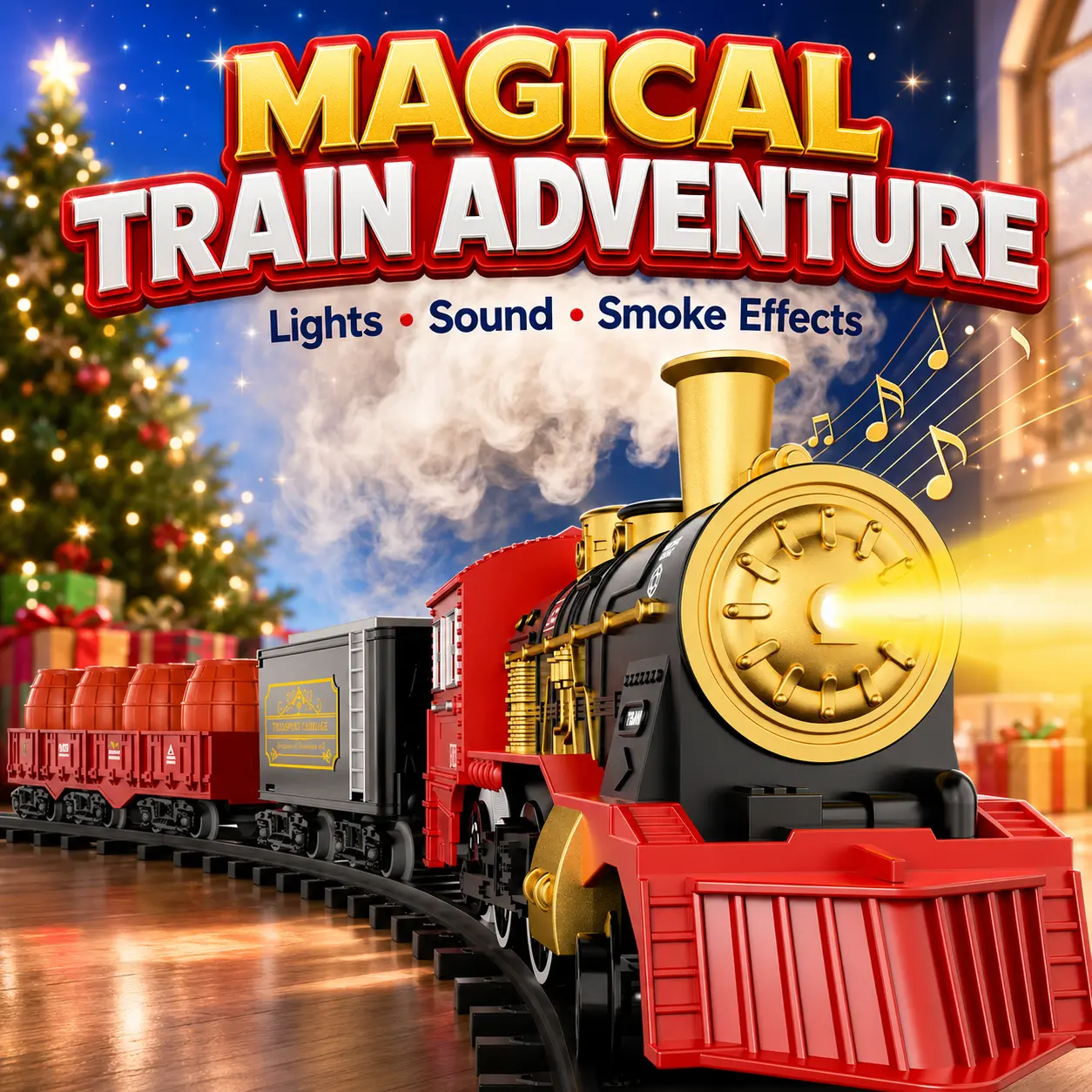 Electric Remote Control Train Sets Toys with Sound, Light Smoke, Assembly Train Tracks,Christmas Locomotive Toys Birthday Gift Toy