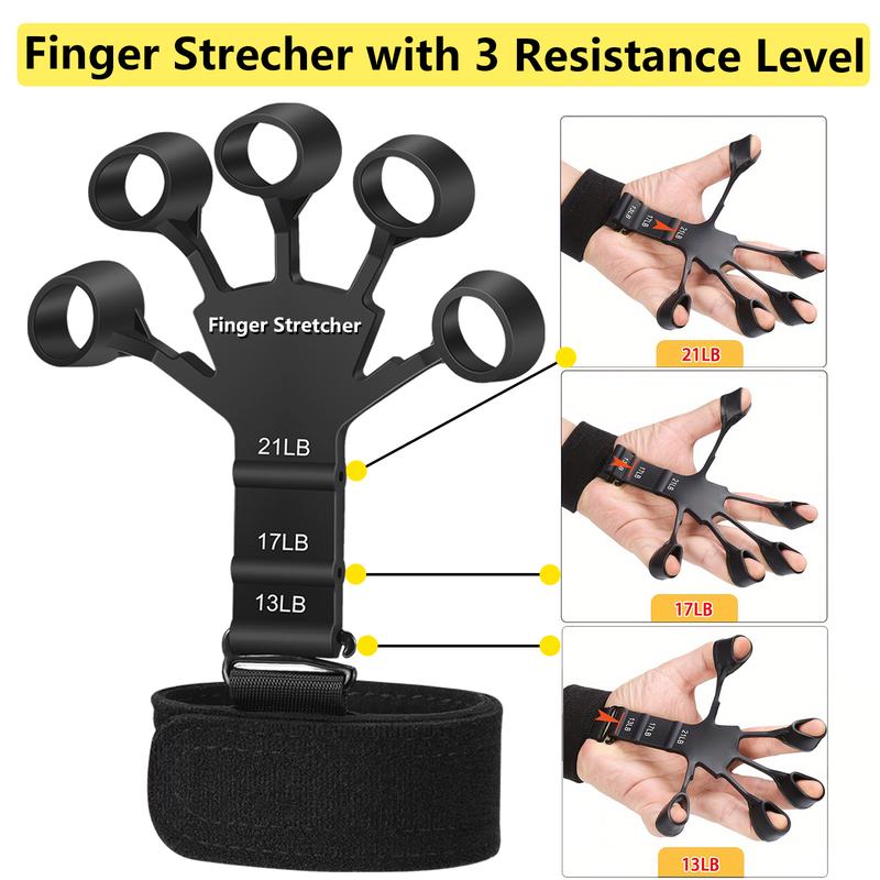 Hand Grip Strengthener, Finger Exerciser, Finger Stretcher - Grip Strength Trainer 3Pcs for Muscle Building, Physical Therapy and Rehabilitation