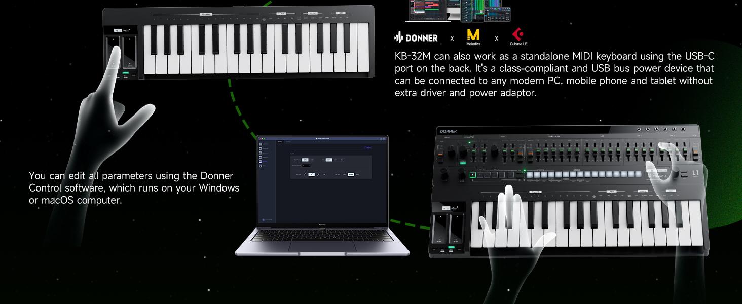 Donner KB-32M Keyboard Matching with Essential L1 Monophonic Analog Synthesizer