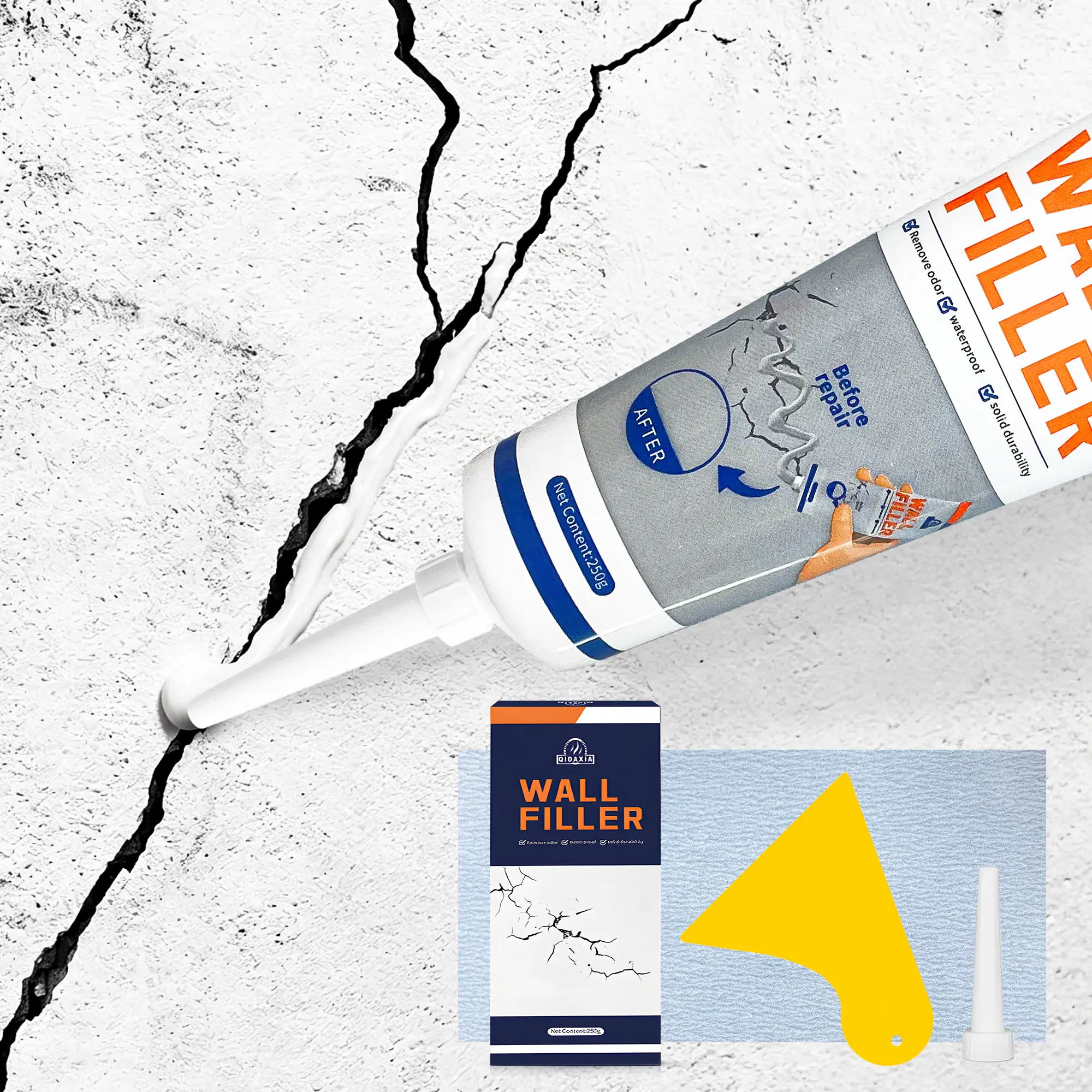 Drywall Patch Repair Kit with Scraper- 250g Wall Mending Agent Multi-functional Quick-drying PasteAdhesive Heavy Duty Concrete SealantWaterproof Self-adhesive