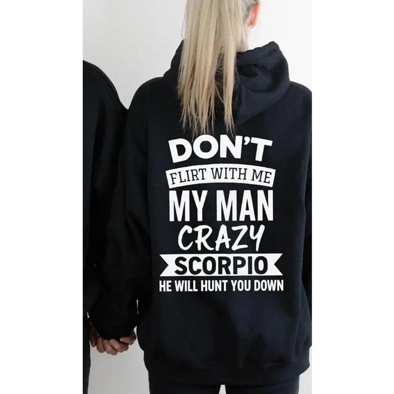 Scorpio Couple Hoodies – Don’t Flirt With Me My Girl My Man Is Crazy, Funny Zodiac Matching Hoodie Set, His and Hers Scorpio Gift