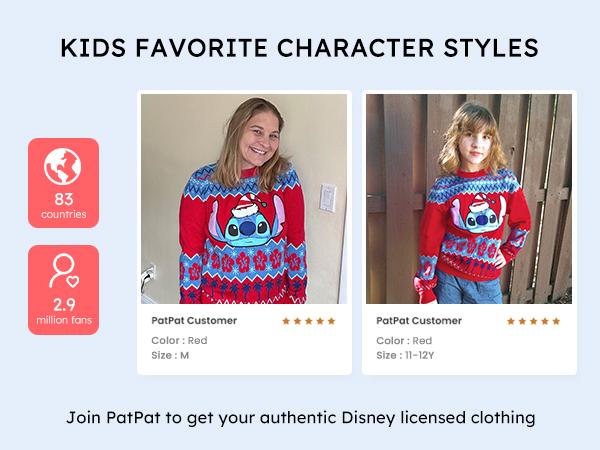 PatPat Disney Mickey & Stitch Family Matching  Hoodies Snow Pattern Long Sleeve Pullover Sweatshirts for Holiday Season Easter