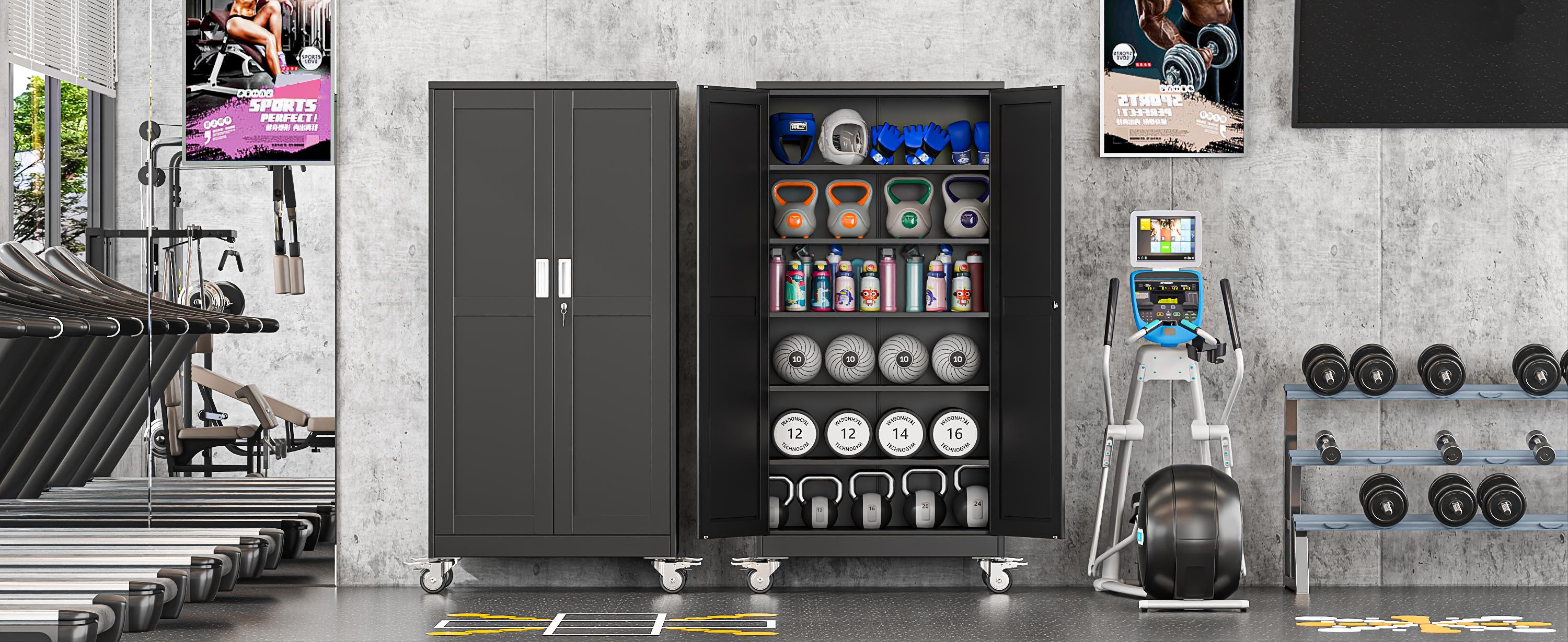 Heavy Duty Garage Storage Cabinet with Wheels and Lock, Steel Rolling Tool Cabinet with Adjustable Shelves, Lockable File Organizer for Office, Home, Workshop, School