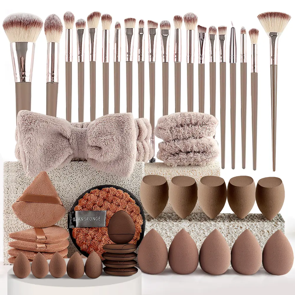 Classic Face Brush Set, 49pcs Makeup Brushes Kit, Multi-functional Makeup Tool Set with Makeup Brush Foundation Brush Make up Brushes Set (Champagne),back to school
