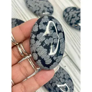 Snowflake Obsidian Palmstone for peace, protection, grounding