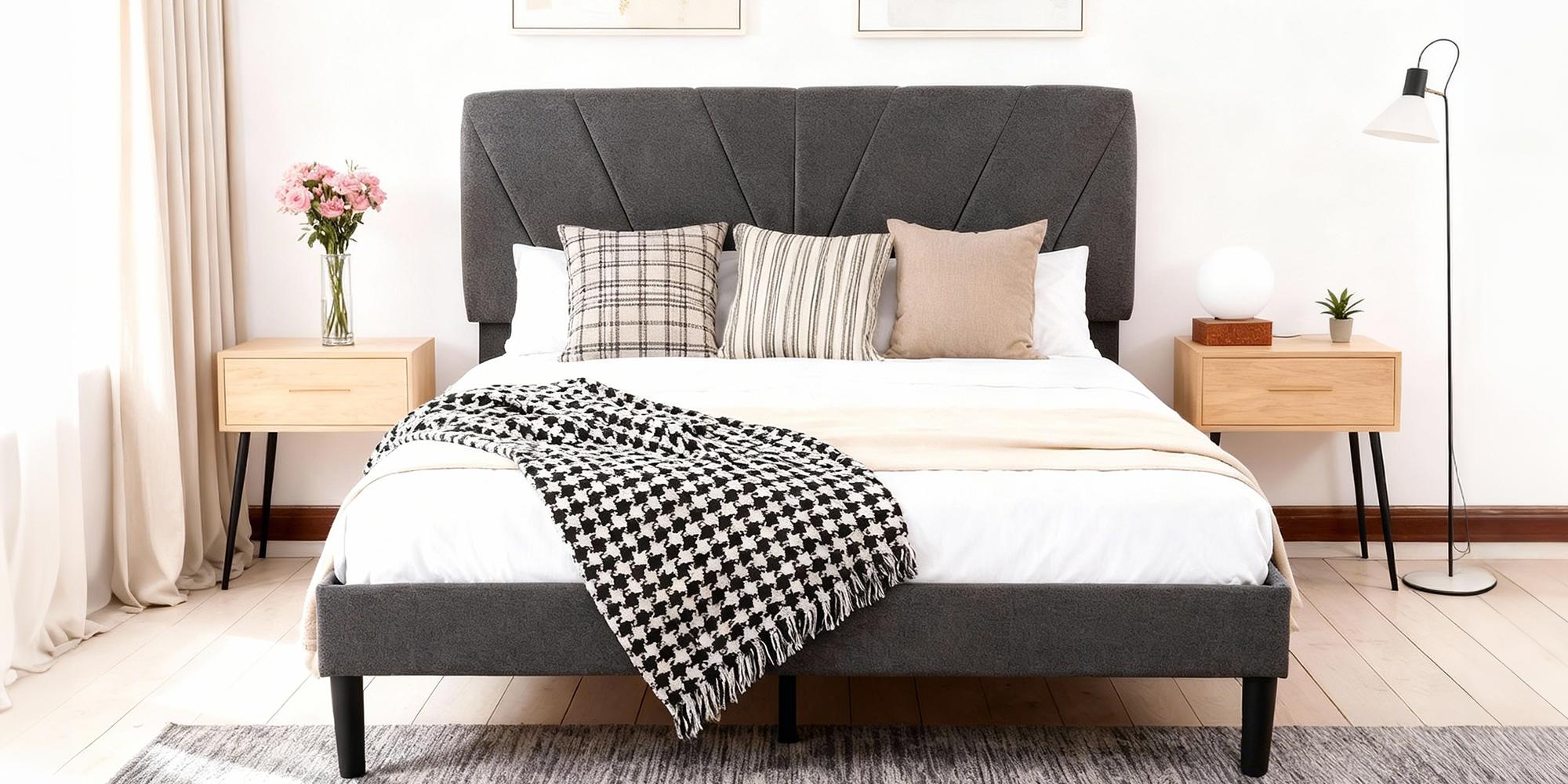 Upholstered Platform Bed Frame – Adjustable Headboard &Under Bed Storage – Quiet Sturdy Bed With Easy Assembly For Master Bedroom