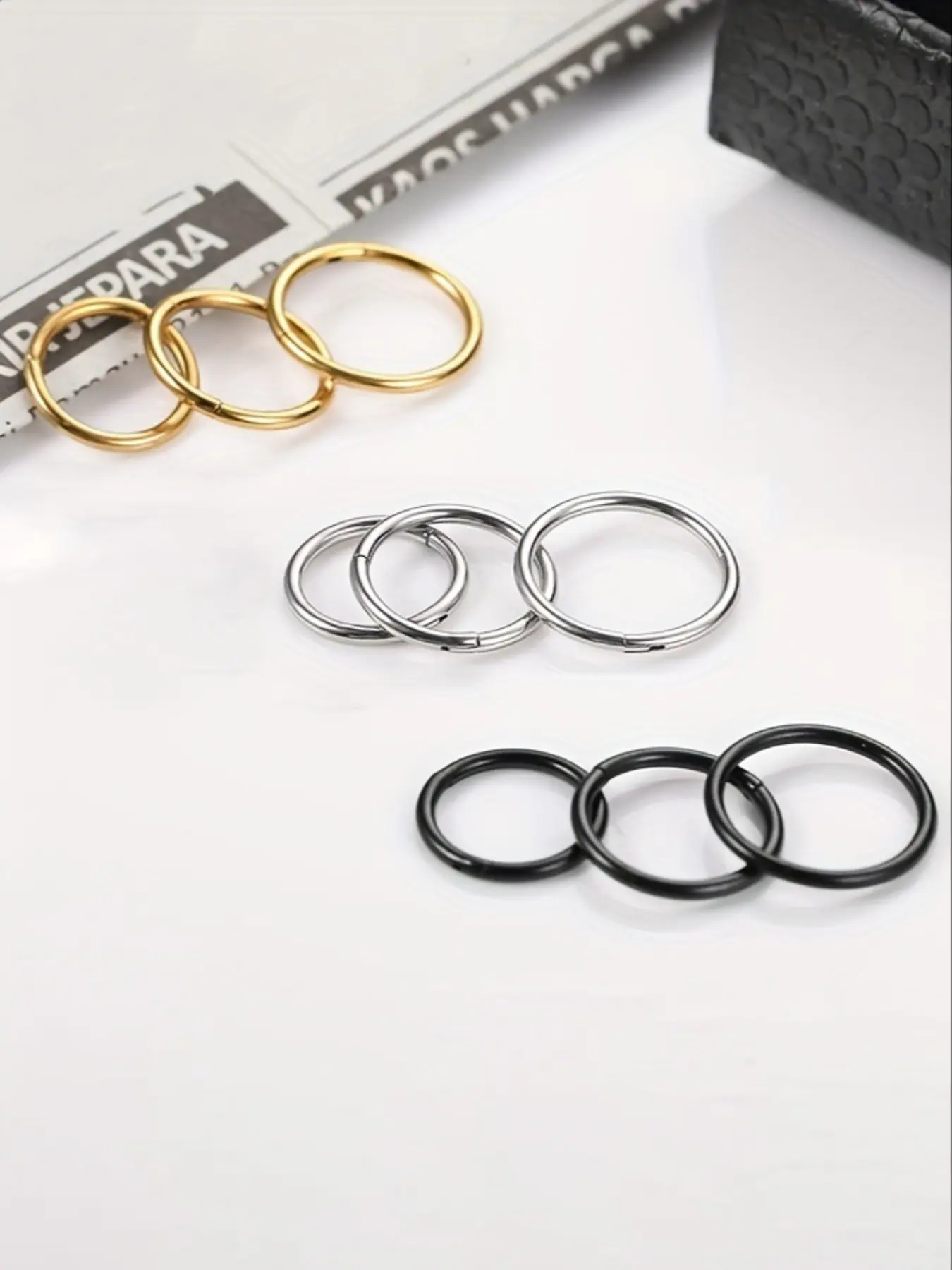 3 Pcs Stainless Steel Hinged Hoop Earrings, Hinged Piercing Hoop, Simple Seamless Nose Ring Hoops, Lip Septum Jewelry Gift, Sleeping Ear Cuff Accessories, Body Piercing Jewelry