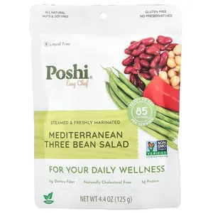 Poshi Easy Chef, Mediterranean Three Bean Salad, 4.4 oz (125 g)