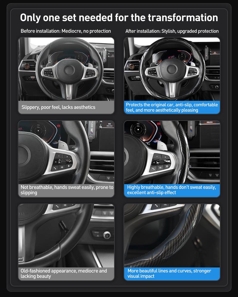 Car Steering Wheel Cover, Non-slip Design Steering Wheel Protector, Universal Car Steering Wheel Cover for 15 Inch, Decor Gadgets, Car Accessories, Men Gifts, Car Essentials, Vehicle, for Racing