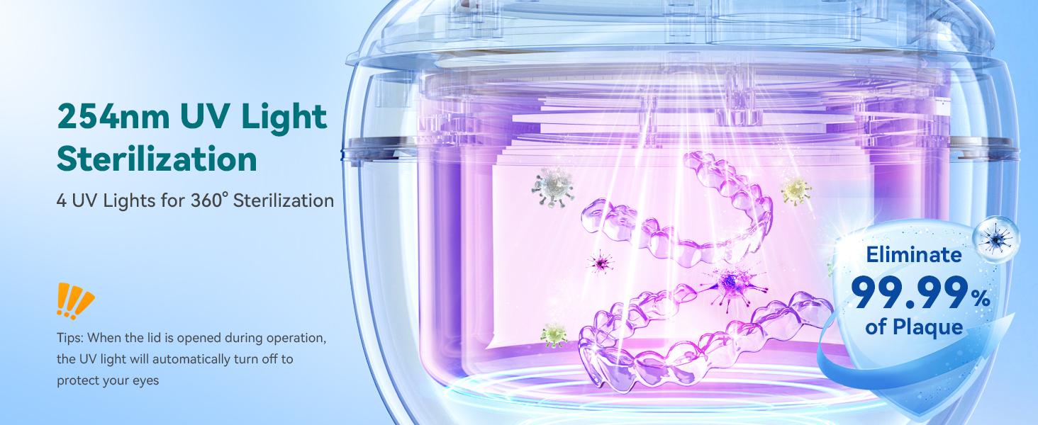 Dental Ultrasonic Retainer Cleaner Machine - 45kHz Dental Cleaning Pod with 304 Stainless Steel Tank, UVA & UVC, Digital Timer & 200ML Capacity for Braces, Mouth Guards, Dentures, Aligners, Night Guards, Toothbrush Heads, Jewelry, Home and Travel Use Dental Ultrasonic Retainer Cleaner Machine - 45kHz Dental Cleaning Pod with 304 Stainless Steel Tank, UVA & UVC, Digital Timer & 200ML Capacity for Braces, Mouth Guards, Dentures, Aligners, Night Guards, Toothbrush Heads, Jewelry, Home and Travel Use