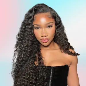 13x6 Water Wave Lace Front Wigs Human Hair 180 Density 13x6 HD Transparent Lace Front Wigs Human Hair Wigs for Women Glueless Wigs Human Hair Deep Curly Wig Pre Plucked 28 Inch