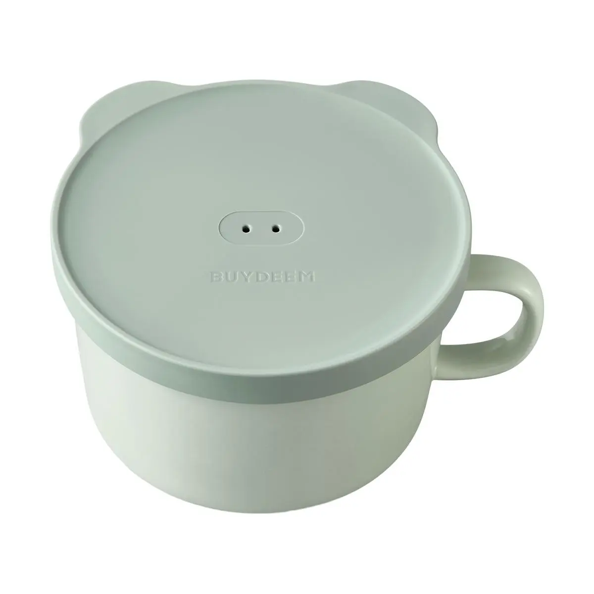 BUYDEEM Ceramic Bento Box for Steamer, 12cm Piggy Lunch Box, Green with Handle, CT3010
