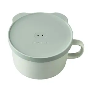 BUYDEEM Ceramic Bento Box for Steamer, 12cm Piggy Lunch Box, Green with Handle, CT3010