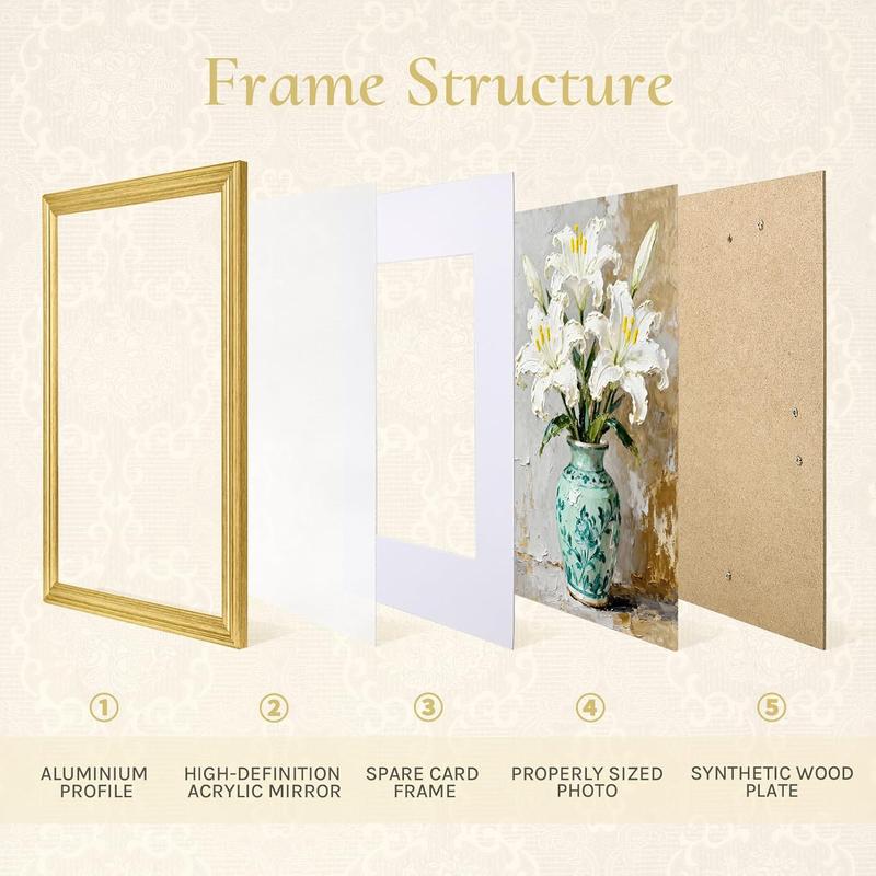 Vintage Picture Frames 11x14, Ornate Wall Picture Frame with Shock-Resistant Acrylic Cover for Residential, Hospitality Design, Exhibition, Christmas