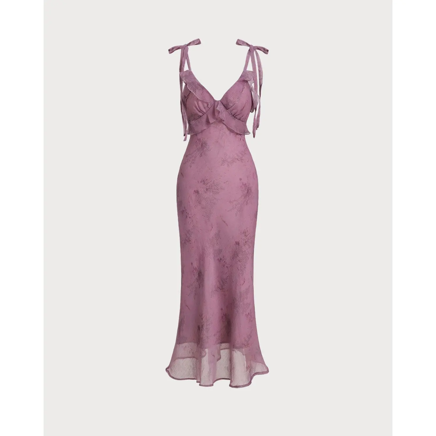 Rihoas Women's Waisted Purple Floral Ruffle Spaghetti Strap Sleeveless Polyester Fabric Midi Slip Dress - Cute Dresses, Stylish Women's Wear for Beach Summer Casual,summerwins