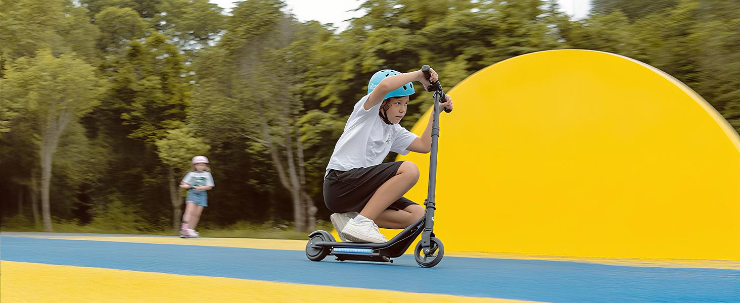 【Joy E-Glide】Kids Electric Scooter with LED Display, 10 MPH Top Speed,15 Miles Range, 2 Speed Modes, Disc Brakes, UL Lithium Battery, Aluminum Alloy Frame,5-Inch Flash  Wheels Foldable Electric Scooter forAges 6-14