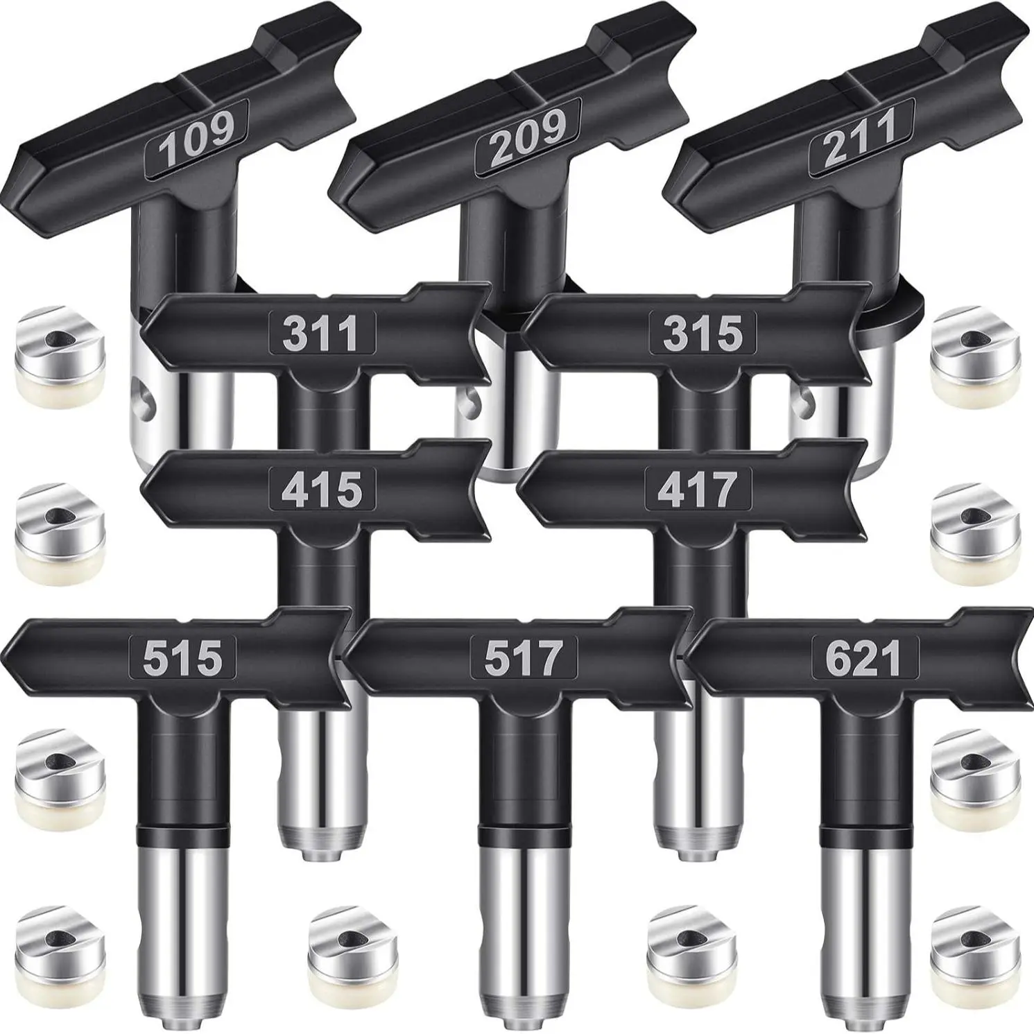 Reversible Airless Paint Sprayer Nozzle Tip Set, Durable Airless Paint Sprayer Nozzle Tip, Wide Application Sprayer Nozzle for Professional Painting Project, Spray Nozzles, Spray Nozzle Tips
