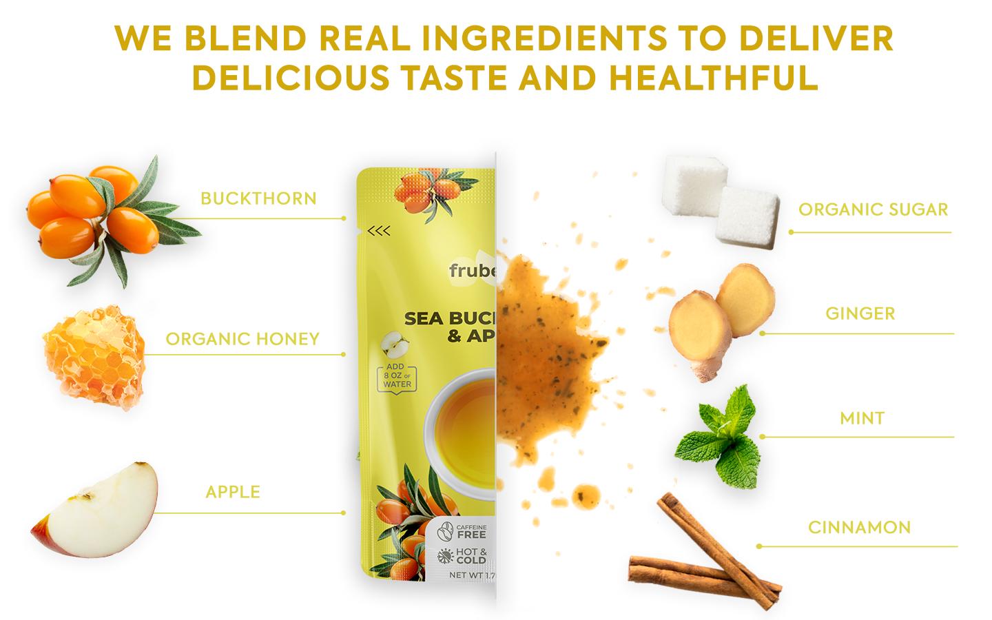 Frubemix Sea Buckthorn & Apple Drink Mix – Honey Sweetened, Purée-Based | No Artificial Flavors | Sparkling Refreshers, Cocktails & Mocktails | Hot or Iced