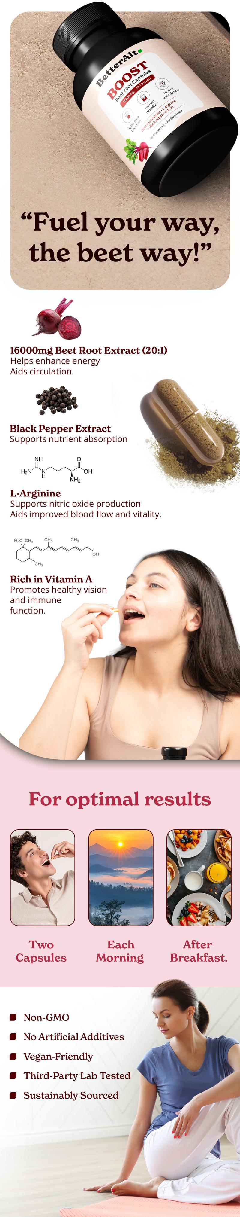 BetterAlt Nitric Oxide Beet Root | Choose from Capsules, Gummies & Powder | Natural antioxidant, Vitamin C, Vitamin A | Blood Circulation, Immunity