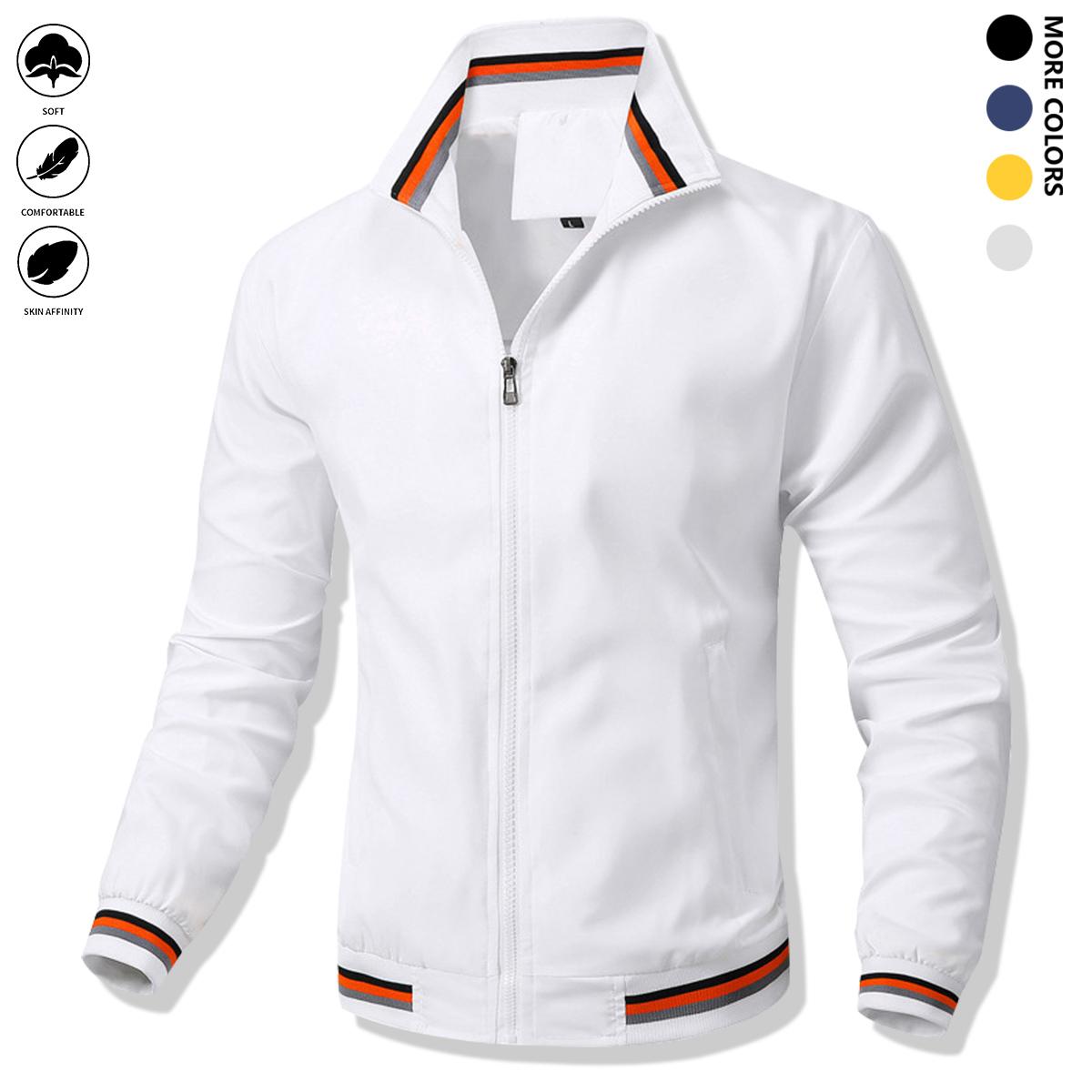 Men's casual pilot jacket, stylish fully-matched fashion zipper crew-neck polyester 100% long-sleeved non-stretch woven coat