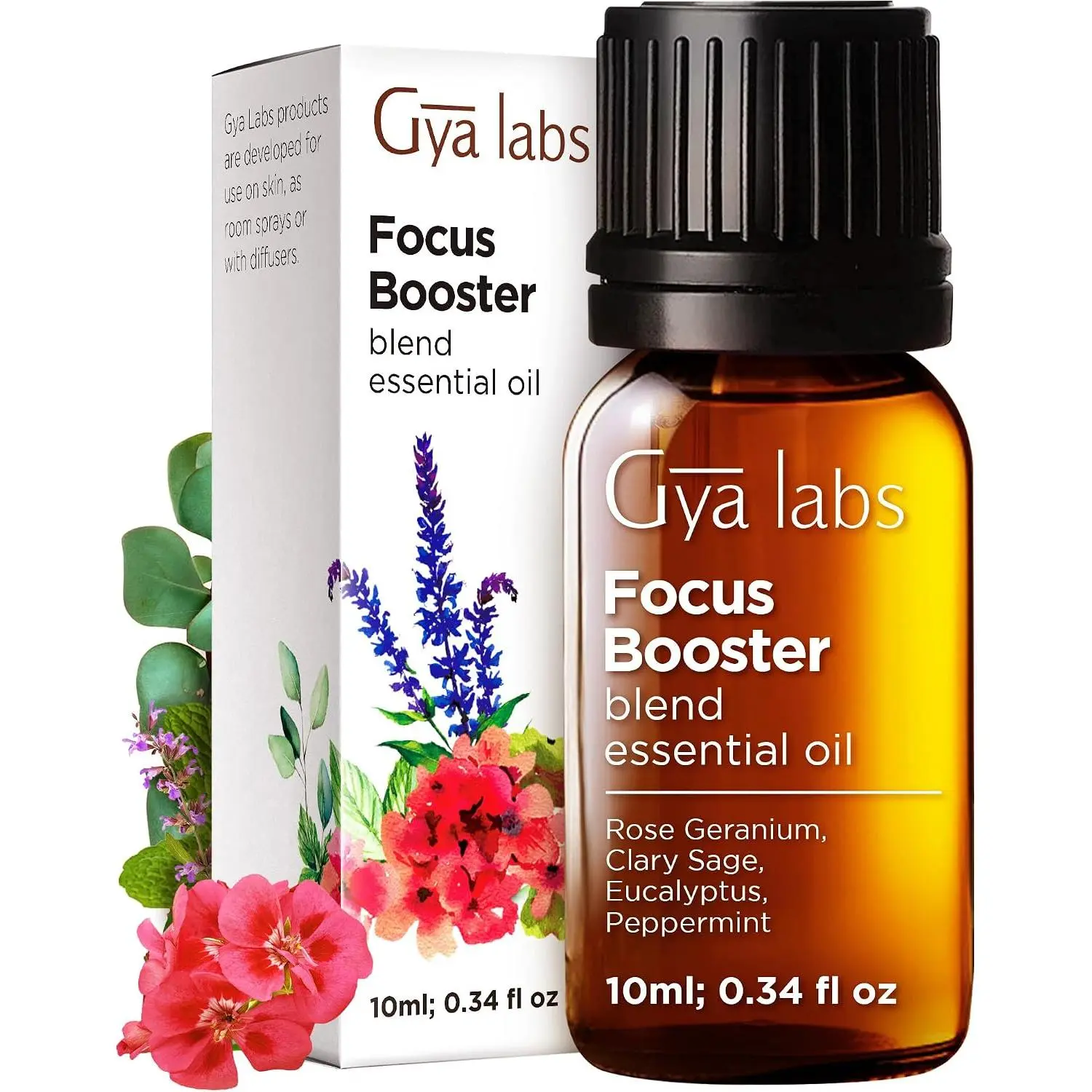Gya Labs Focus Booster Essential Oils Blends - 0.34 Fl Oz - for Diffuser, Home, Humidifier, Aromatherapy and DIY Candle Making Scents
