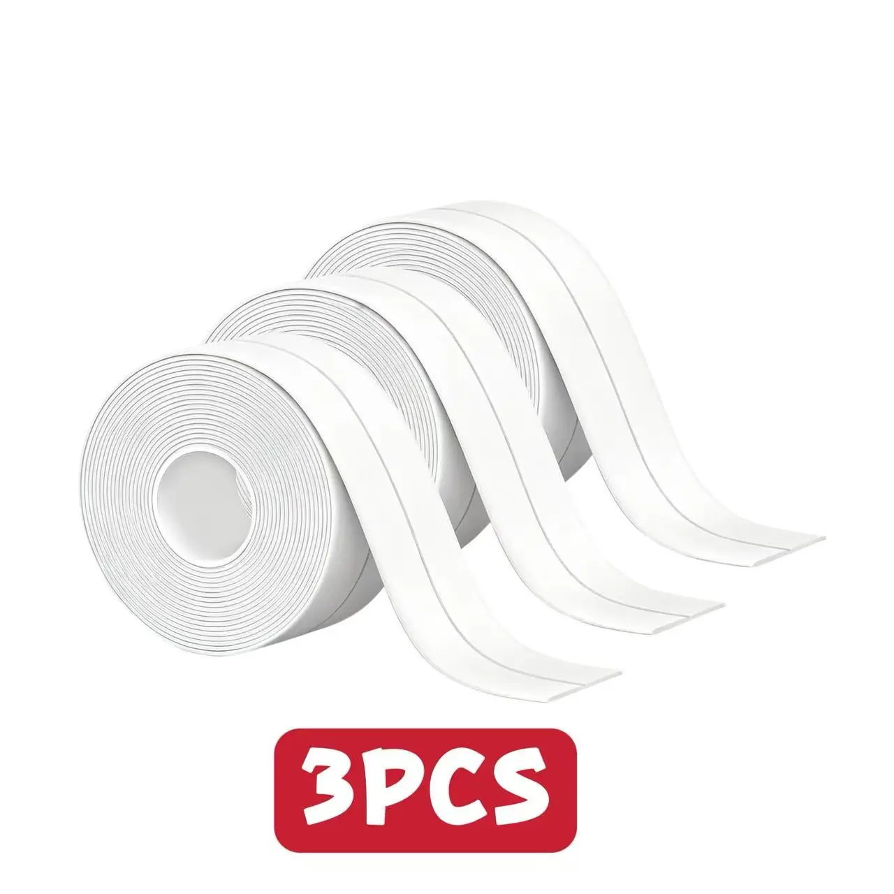 Caulk Tape Waterproof Self Adhesive, 3 Rolls Toilet Caulk Sealing Strip, Bathtub Caulking Sealant Tape for Kitchen, Bathroom, Countertop, Sink, Floor Wall Edge Protector