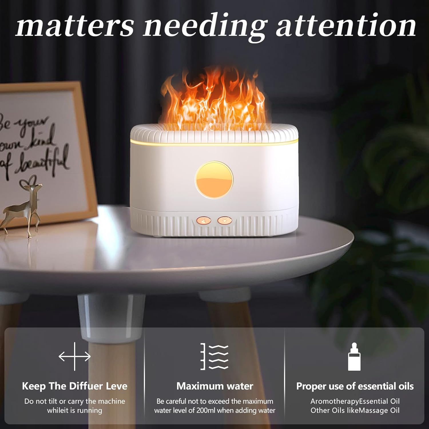 Essential Oil Diffuser,Colorful Flame Air Aroma Diffuser Humidifier,Upgraded 7 Flame Colors Noiseless Essential Oil Diffuser for Home,Office,Yoga with Auto-Off Protection(200mL,Black) Essential Oil Diffuser,Colorful Flame Air Aroma Diffuser Humidifier,Upgraded 7 Flame Colors Noiseless Essential Oil Diffuser for Home,Office,Yoga with Auto-Off Protection(200mL,Black)