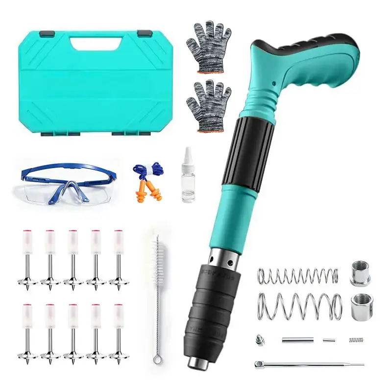 Five adjustable power mini integrated manual steel nail gun, suitable for both concrete substrate laying and woodworking construction, meeting the fastening needs of various objects in home decoration.