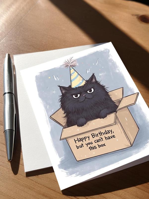 Black Cat Birthday Card for Animal Lovers Funny Birthday Card Cat Themed Gift Cute Cat Pet Greetings Cat in a Box Sarcastic Funny Cat Card