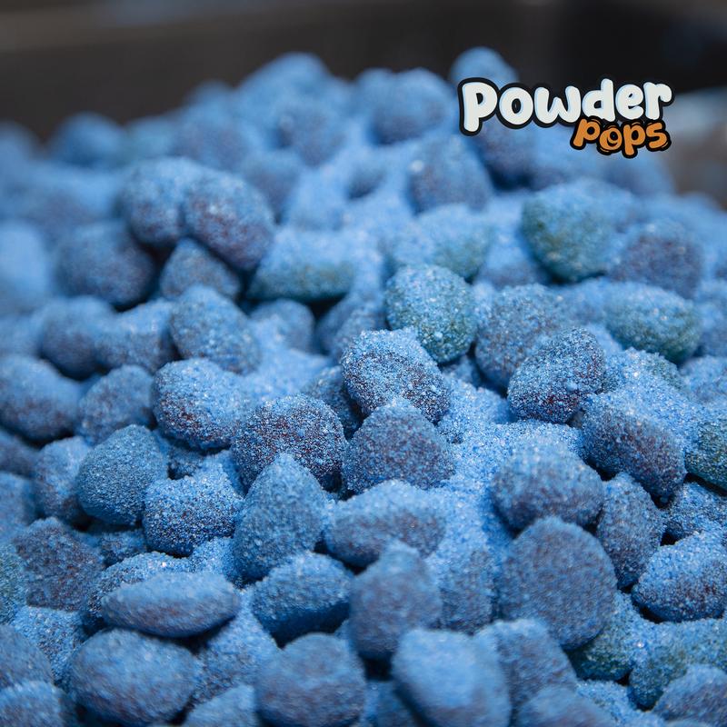 PowderPops Sour Blue Razz 6oz + Cotton Candy 6oz Duo Gusher Bursts Viral Candy