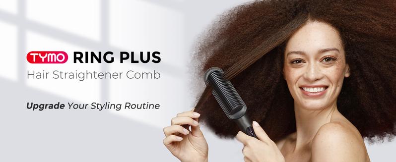 【Live only】Limit Edition-TYMO RING PLUS -Pink 2-in-1 Hair Straightener & Hairstyle Brush with Anti-Scald Shell and LED Display for All Hair Types