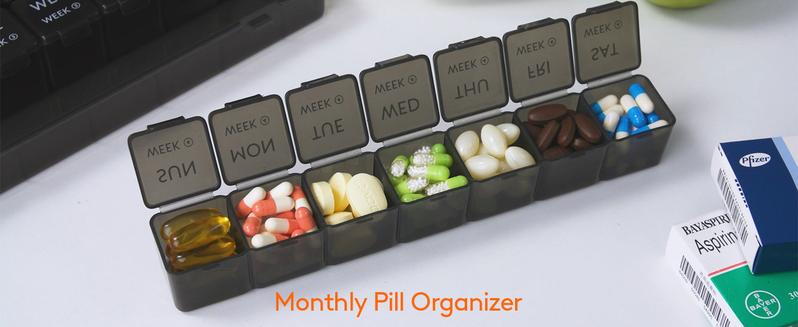 Lifewit Monthly Pill Organizer - 28 Day Pill Box with 4 Weeks One Month Pill Cases, Large Compartments for Vitamins, Fish Oils & Supplements