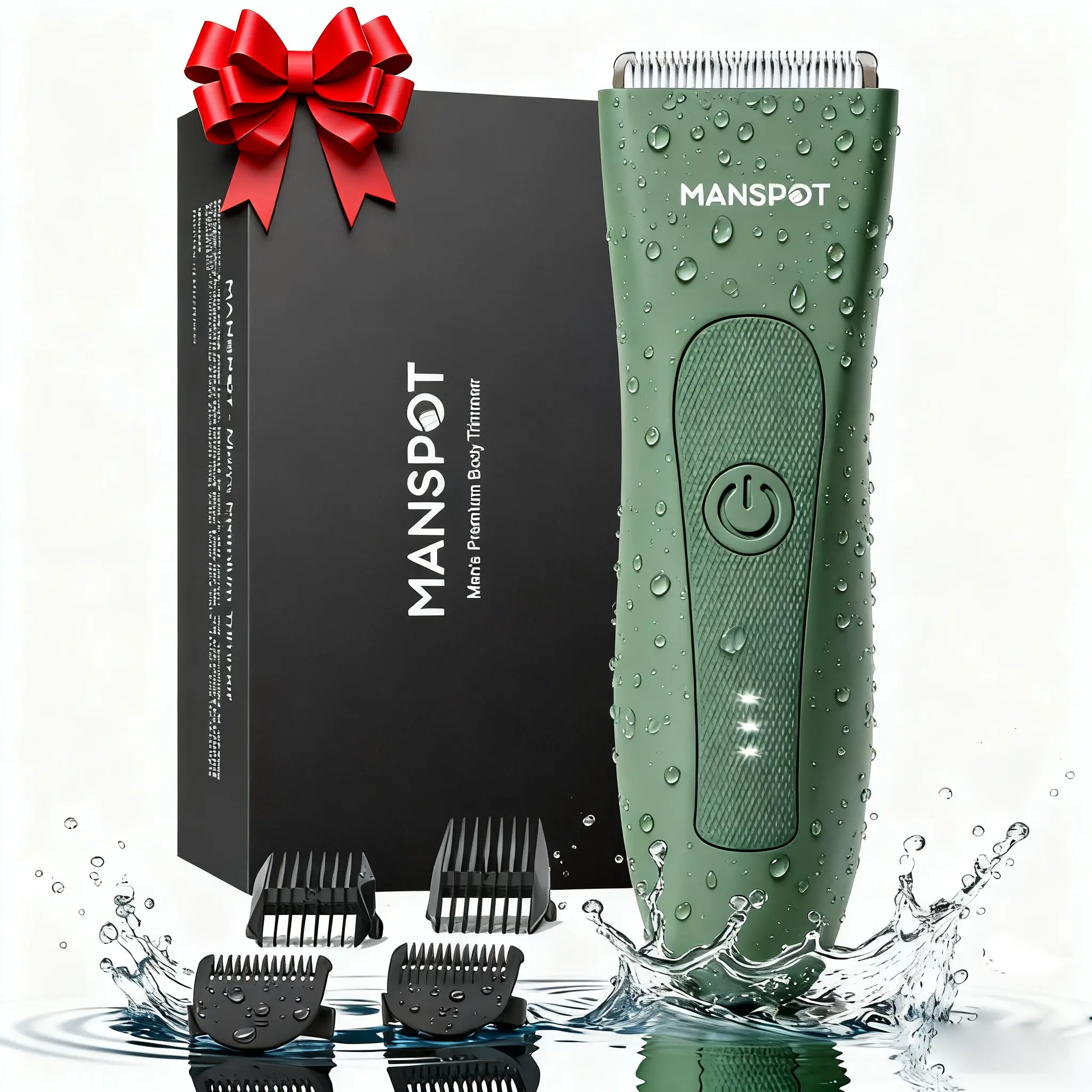 Manspot Premium Electric Body Hair Trimmer for Men - Waterproof Wet & Dry Groomer, Rechargeable Cordless Clippers for Chest Back Arms - Gym Ready Travel Friendly Green Trimmer with Comfort Design-dealsforyoudays,summerwins#SummerWins #DealsForYouDays