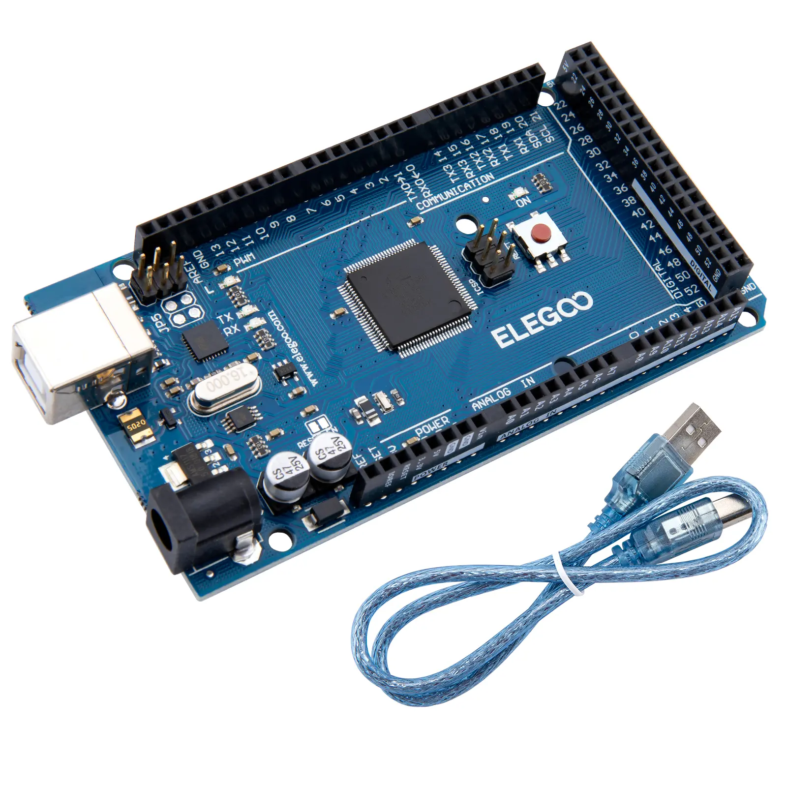 ELEGOO MEGA R3 Expert Version Single Board Computer Microcontroller - ATmega2560, 16u2, Enhanced Pins, AC/USB Power, Barrel Jack, USB Cable, AC-to-DC Adapter, Battery-Ready, Arduino IDE Compatible, RoHS Compliant for Desktop Projects