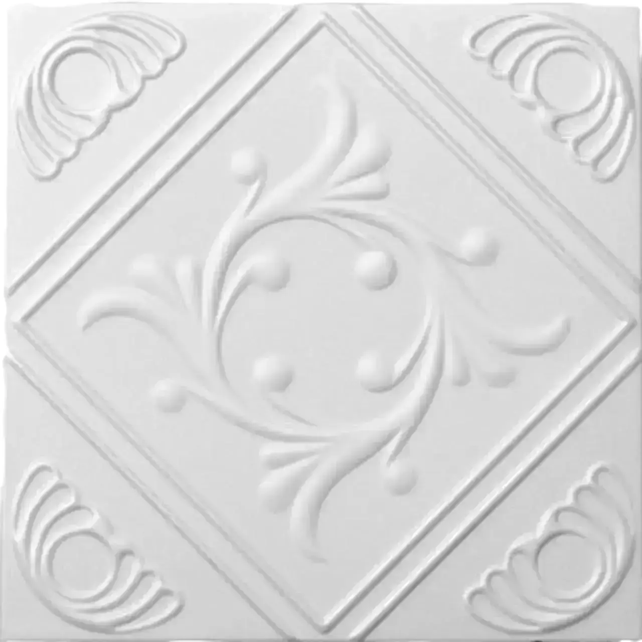 A La Maison Ceilings Elegant Diamond Pattern Glue-Up Polystyrene Ceiling Panels - 20 in x 20 in, Set of 8, 21.6 sqft Coverage, for Home Remodel, Decoration, Fast Room Refresh