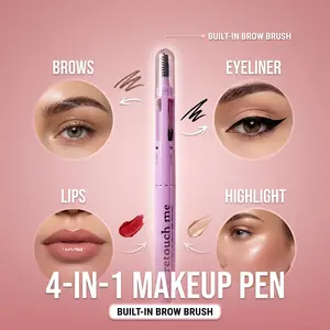 4-in-1 Makeup Pen Eyebrow Pencil Eyeliner Lip Liner Highlighter with Built-in Brow Brush Travel Makeup Tool