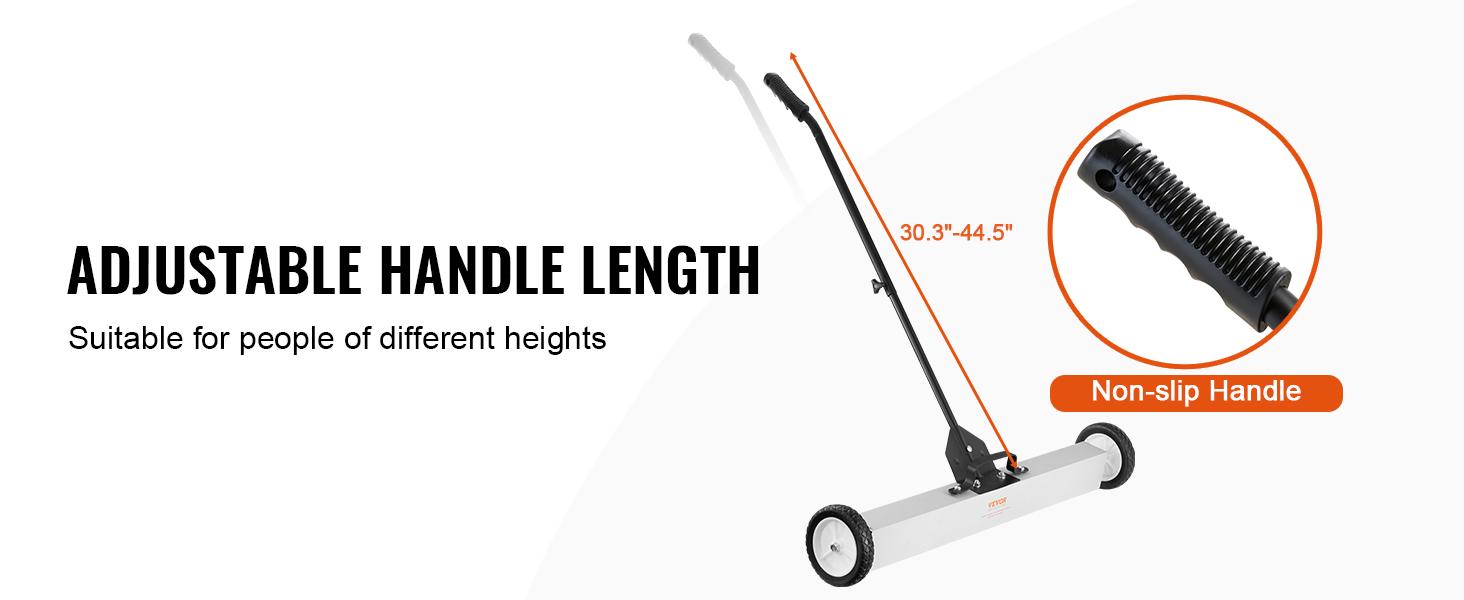 VEVOR 55Lbs Rolling Magnetic Sweeper with Wheels, TikTokShopBlackFriday,Push-Type Magnetic Pick Up Sweeper, 24-inch Large Magnet Pickup Lawn Sweeper with Telescoping Handle, Easy Cleanup of Workshop Garage Yard